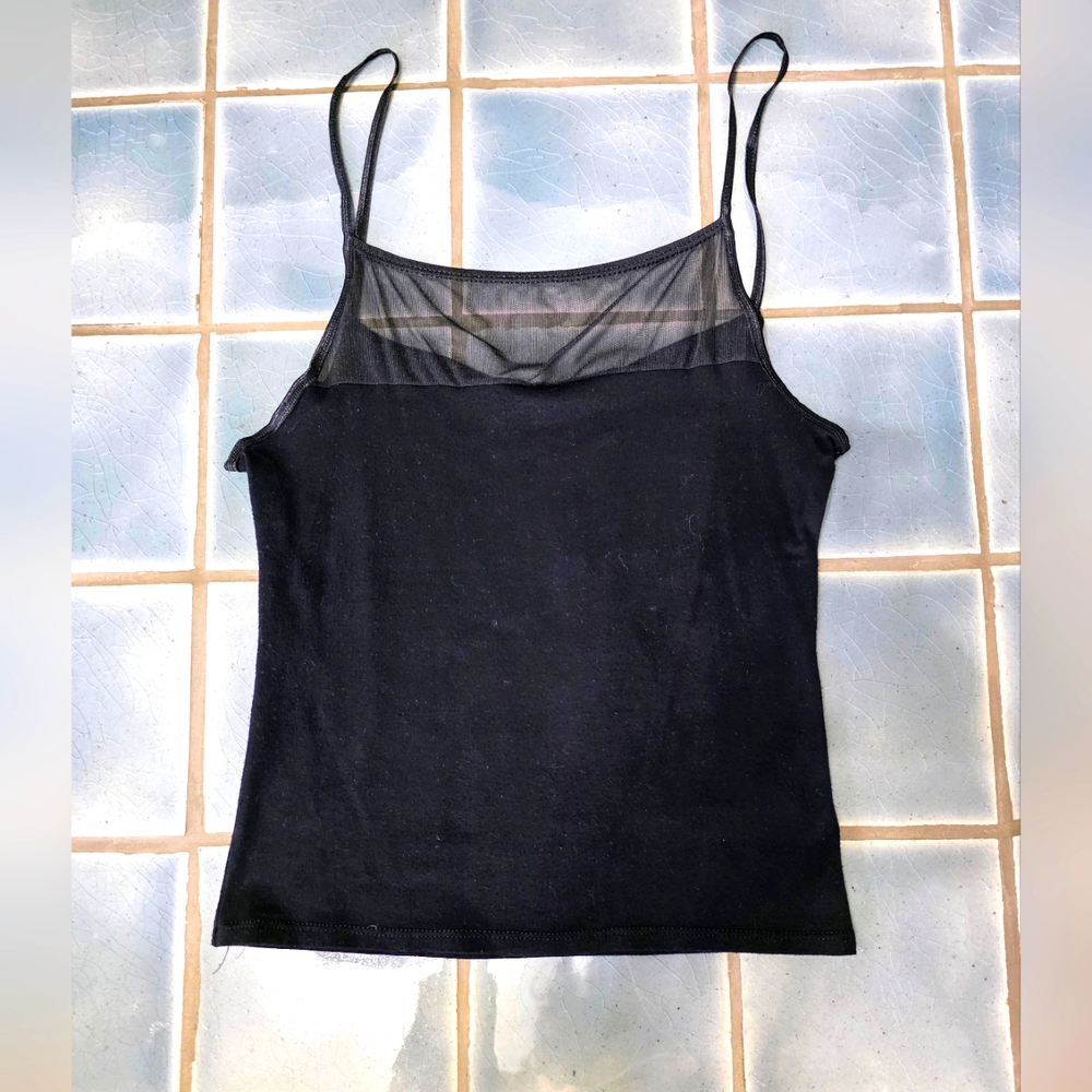 G WHEELS | Black Mesh Detail Cami Top
